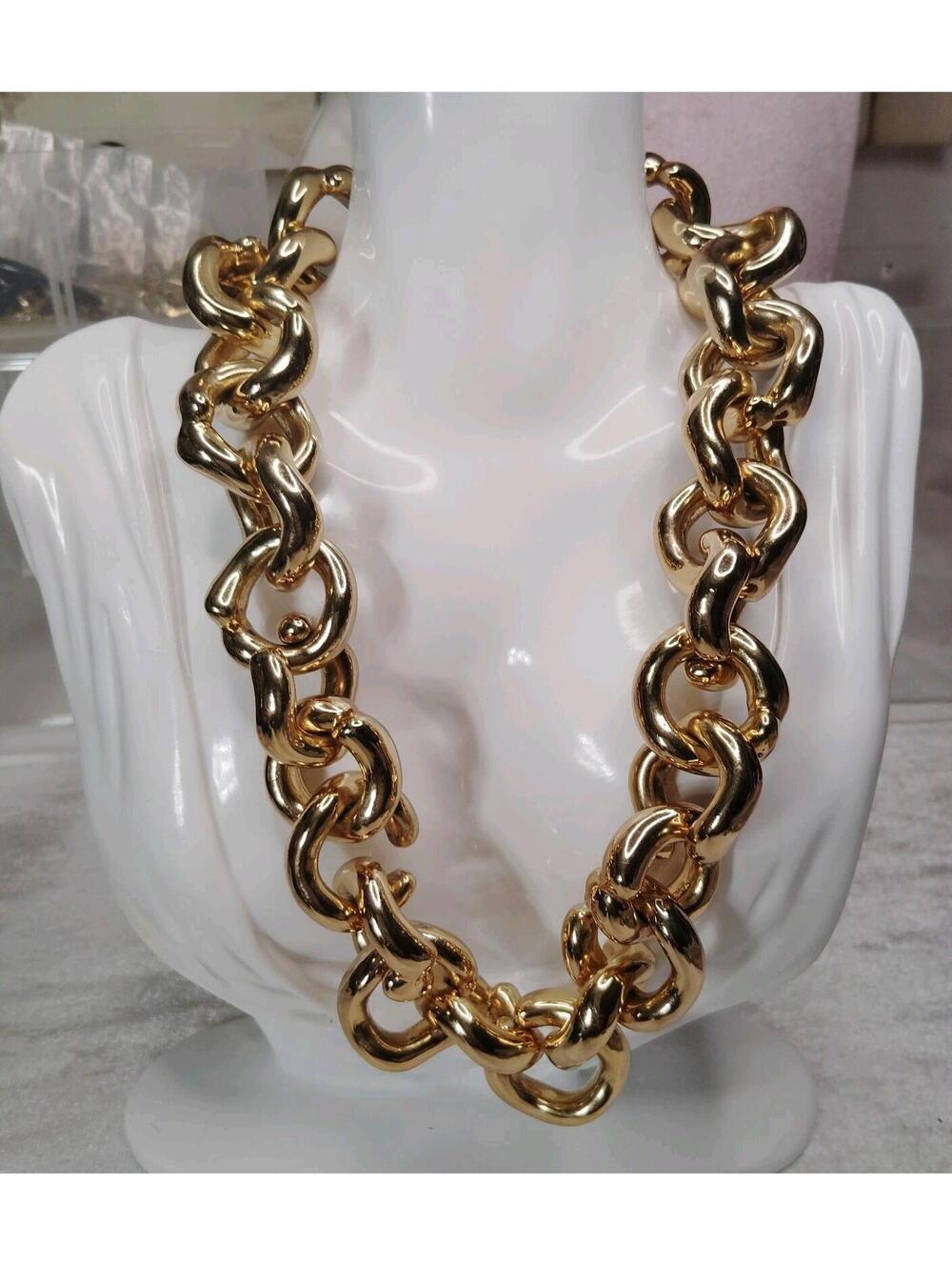 J Crew Chunky Necklace Gold Tone Couture Chain 18"